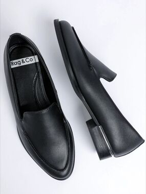 Rag & Co Women's Black Leather Slip-On Loafers